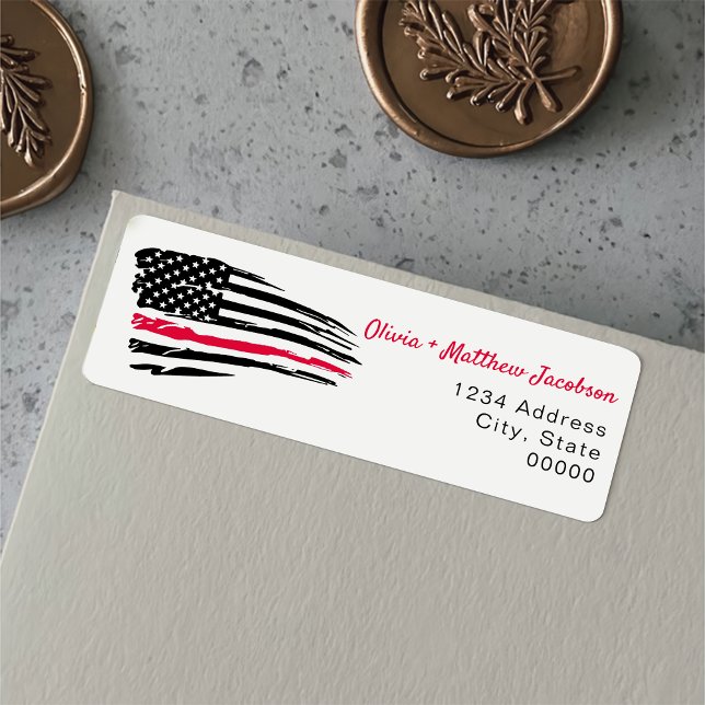 USA:s amerikanska Flagga Militära Pension Party Returadress Etikett (Skapare uppladdad)