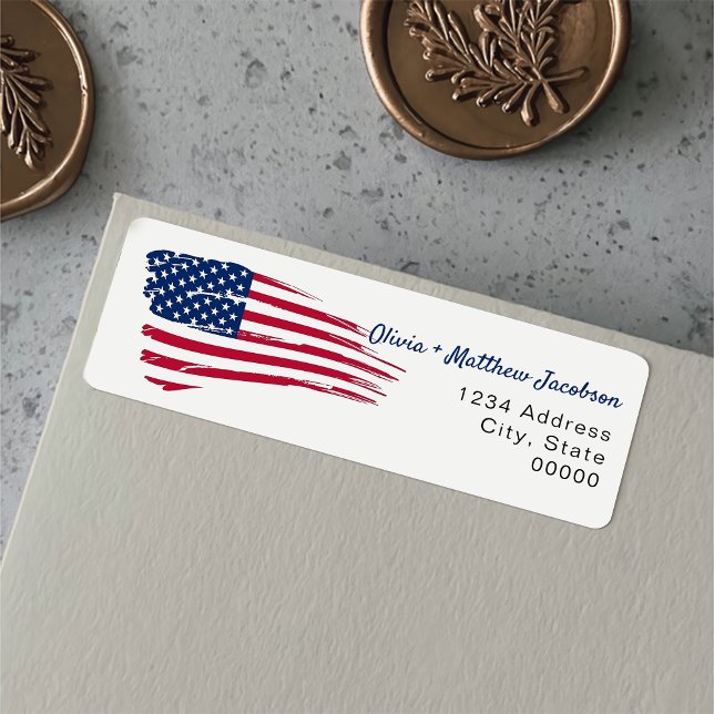 USA:s amerikanska Flagga Militära Pension Party Returadress Etikett (Skapare uppladdad)