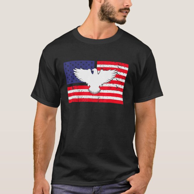 USA:s amerikanska Flagga Patriotic 4:e juli Bald E T Shirt (Framsida)