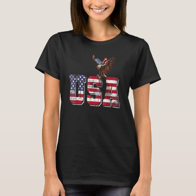 USA:s amerikanska Flagga Patriotic 4:e juli Bald E T Shirt (Framsida)