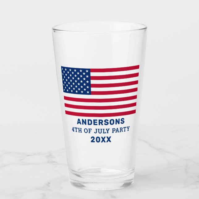 USA:s amerikanska Flagga Personlig 4 juli Party Glaskopp (Framsida)