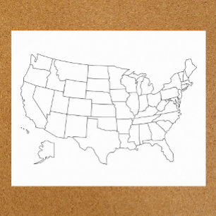 USA:s amerikanska kontur för karta poster blankt f