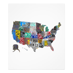 USA:s amerikanska licensskylt A, United Stater Kar Fototryck
