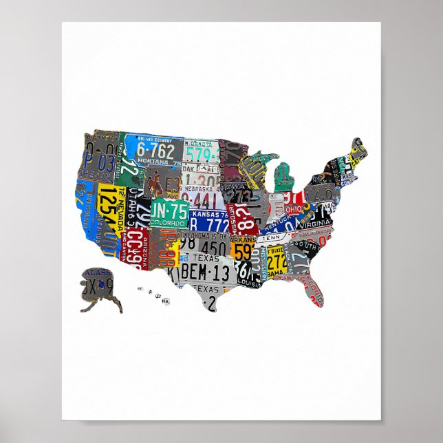 USA:s amerikanska licensskylt A, United Stater Kar Poster (Framsidan)