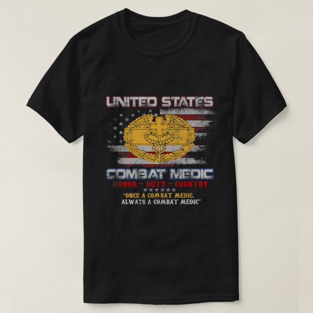 USA:s armé Combat Medic Veteran Median Militär Fla T Shirt (Design framsida)