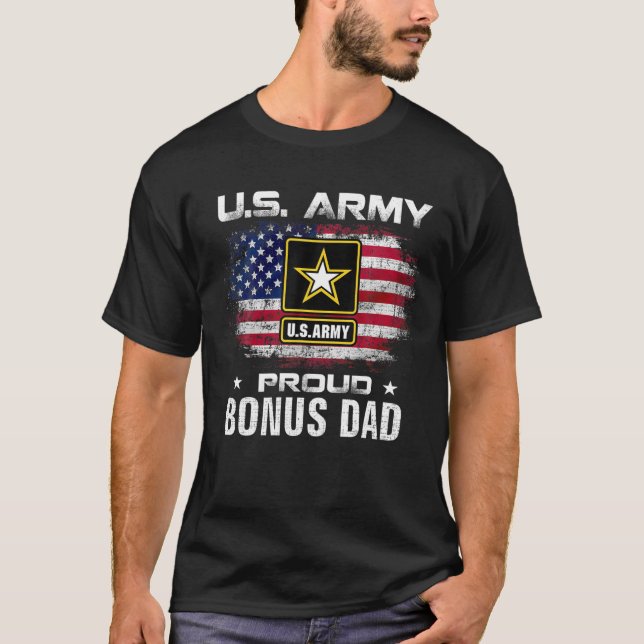 USA:s armé Proud Bonus Pappa med American Flagga G T Shirt (Framsida)