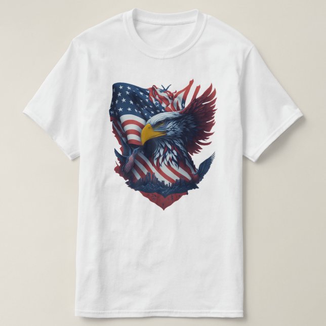 USA:s Art Eagle Freedom Patriotism Rött vitt blått T Shirt (Design framsida)