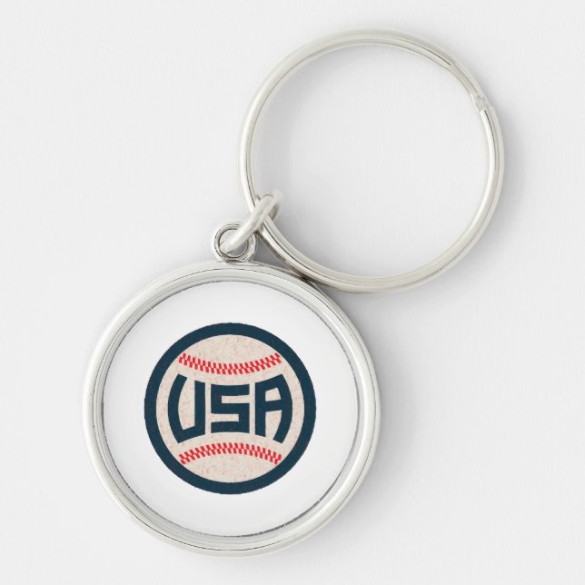 USA:s basebollandslag Rund Silverfärgad Nyckelring (Framsidan)
