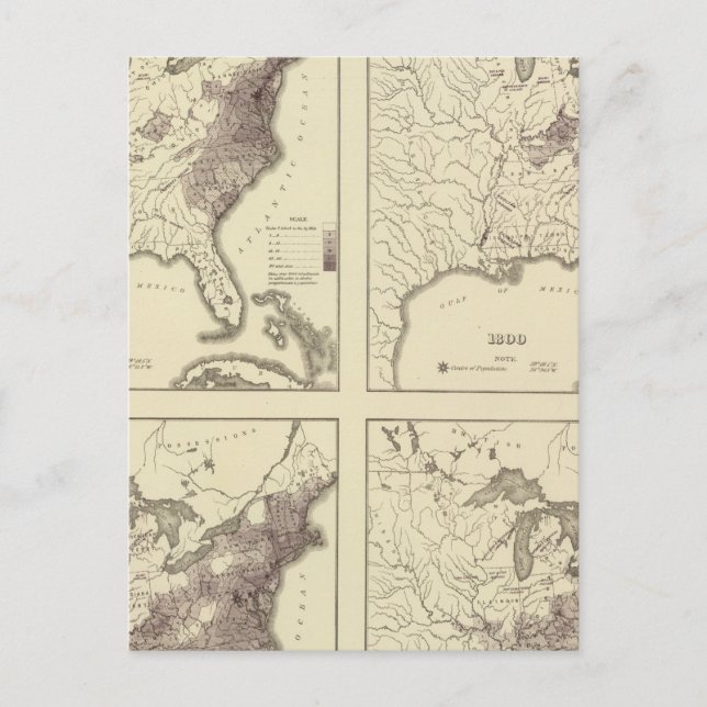 USA:s befolkning 1790-1820 Vykort (Framsida)