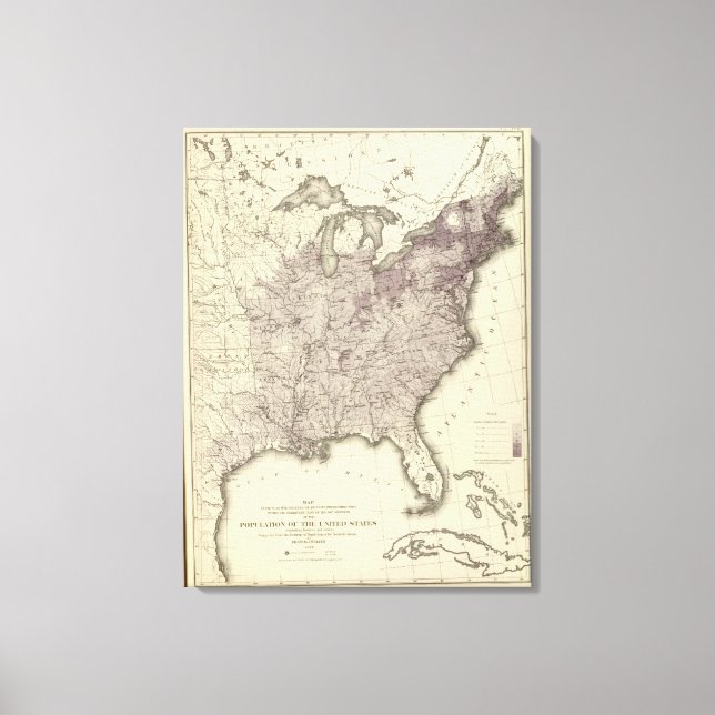 USA:s befolkning 1850 Canvastryck (Framsida)