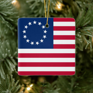 USA:s cirkelformade stjärnflagga, amerikanska flag Julgransprydnad Keramik