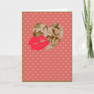 USA:s Desert Sand Camo Heart Valentindag Helgkort