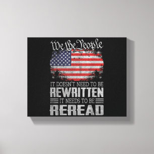 USA:s flag USA:s konstitution måste läsas igen Canvastryck