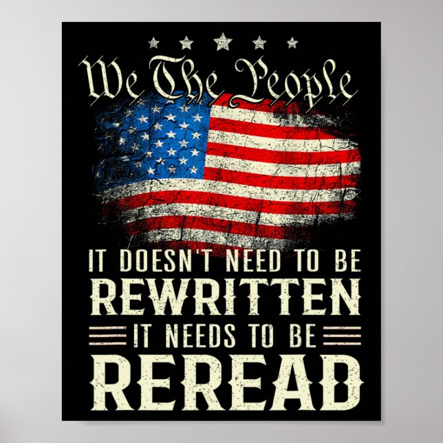 USA:s flag USA:s konstitution måste läsas igen Poster (Framsidan)