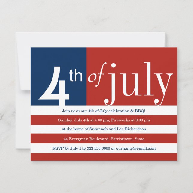 USA:s Flagga 4:e juli-inbjudan Inbjudningar (Framsida)