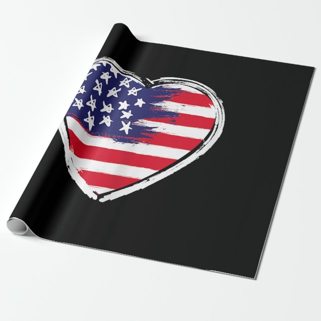USA:s Flagga 4 juli Patriotic American Stars Presentpapper (Utrullad)