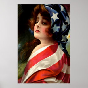 USA:s Flagga 4 juli Poster