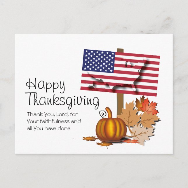 USA:s flagga | AMERIKANSK THANKSGIVING Vykort (Framsida)
