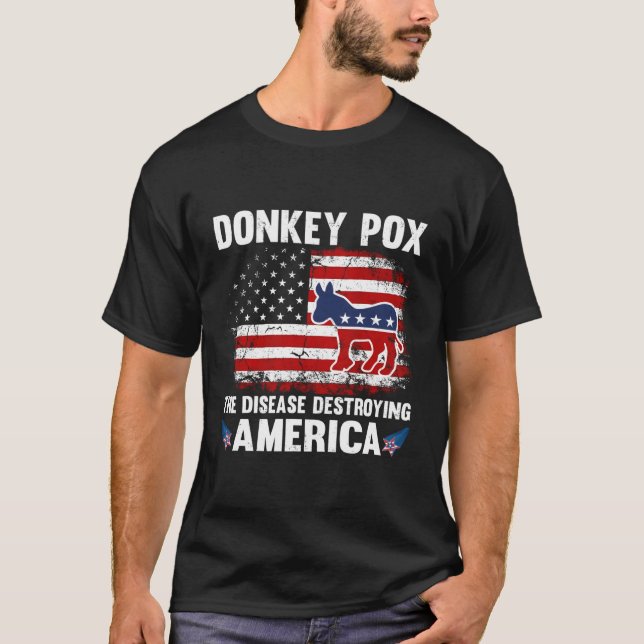 USA:s Flagga Donkey Pox the Disease Destroying Ame T Shirt (Framsida)