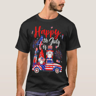 USA:s Flagga Fireworks 3 Gnomes 4:e juli Oberoende T Shirt