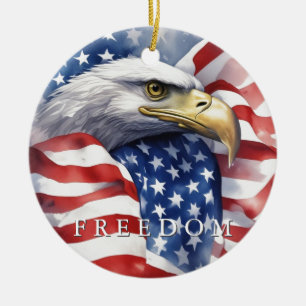 USA:s Flagga Freedom Eagle Motivational Inspiratio Julgransprydnad Keramik