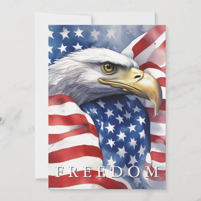 USA:s Flagga Freedom Eagle Motivational Inspiratio Julkort (Framsida)