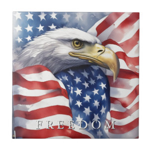 USA:s Flagga Freedom Eagle Motivational Inspiratio Kakelplatta