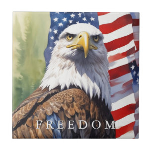 USA:s Flagga Freedom Eagle Motivational Inspiratio Kakelplatta