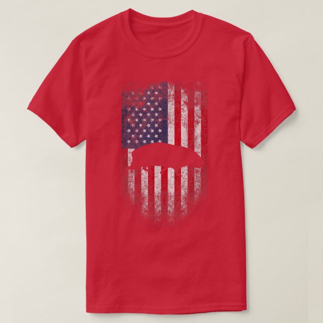 USA:s Flagga i Guinea Gris 4 juli T Shirt (Design framsida)