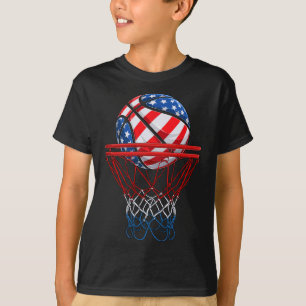 USA:s Flagga i USA:s patriotiska basket i juli T Shirt