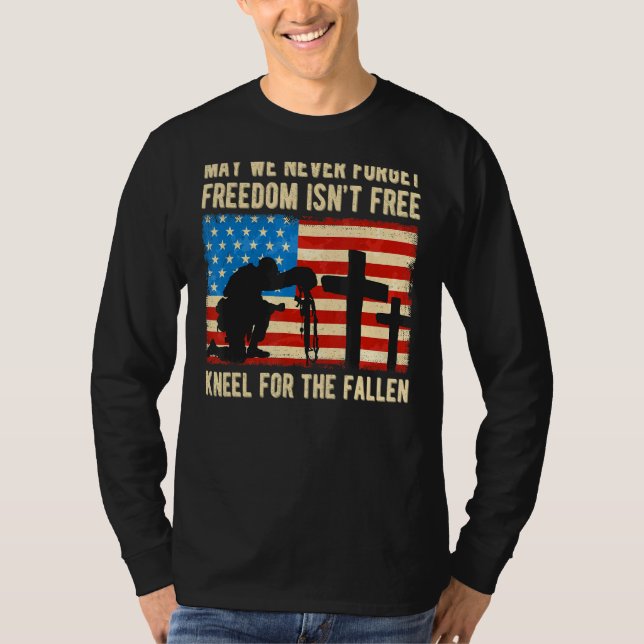 USA:s Flagga Kneel för Fallen Heder Patriots Me T Shirt (Framsida)