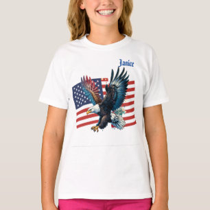 USA:s Flagga med American Eagle Girl T Shirt