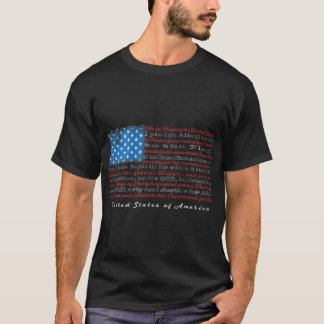 USA:s Flagga med konstitutionens ingress och utfäs T Shirt