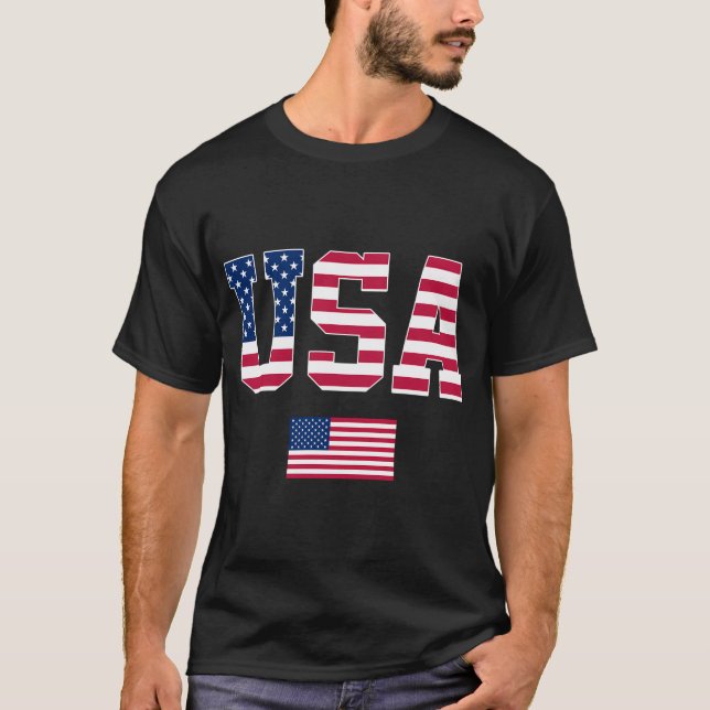 USA:s Flagga Patriotic 4:e juli Amerika T Shirt (Framsida)