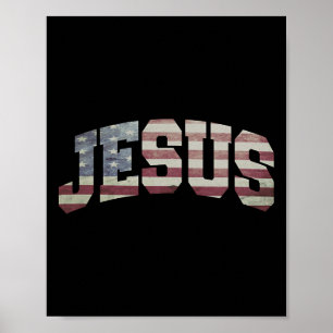USA:s Flagga Patriotic 4:e juli Jesus Poster