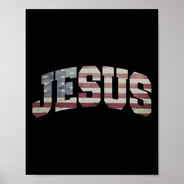 USA:s Flagga Patriotic 4:e juli Jesus Poster (Framsidan)