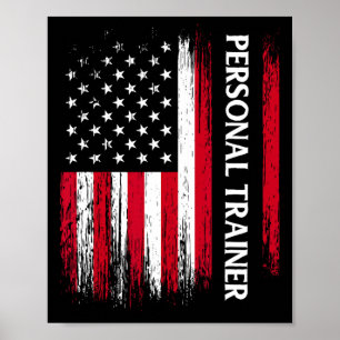 USA:s Flagga Personal Trainer Fitness Instruktion Poster