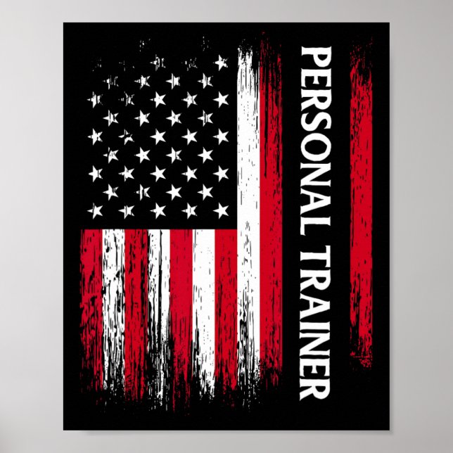 USA:s Flagga Personal Trainer Fitness Instruktion Poster (Framsidan)