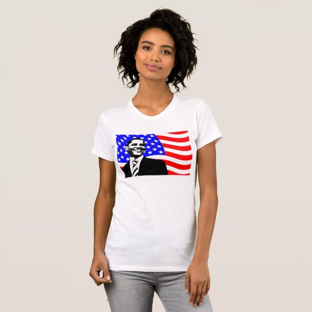 USA:s Flagga president Barack Obama Shirt T (Hel framsida)