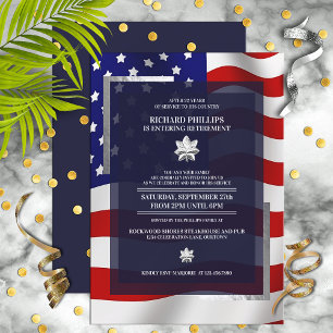 USA:s Flagga/Silver Oak Löv militära Pension Party Inbjudningar