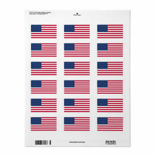 USA:s flagga specialskuren  Adressetikett
