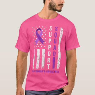 USA:s Flagga Support Squad Lila Ribbon Alzheimers' T Shirt