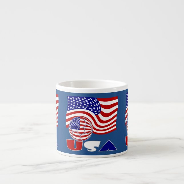 USA:s flagga USA Fotboll Blå Bakgrund Espressomugg (Framsidan)