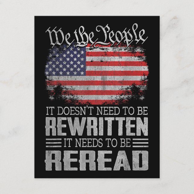 USA:s flagga USA:s konstitution måste läsas igen Tilläggskort (Framsida)