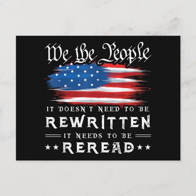 USA:s flagga USA:s konstitution måste läsas igen Vykort (Framsida)