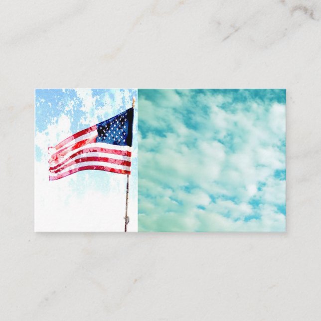 USA:s Flagga vid söt blå himmel Visitkort (Framsida)