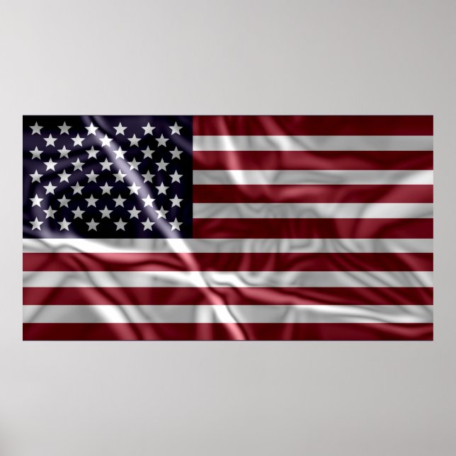 USA:s flagga, vintage med fladdrande veck Poster (Framsidan)