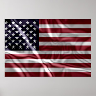 USA:s flagga, vintage med fladdrande veck Poster