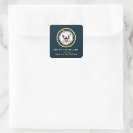 USA:s flotta | Emblem i flottan | LYCKLIG PENSION Fyrkantigt Klistermärke