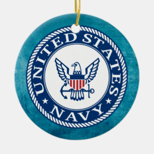 USA:s flotta Tunga Alt Emblem Julgransprydnad Keramik